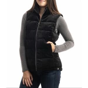 Zeroxposur Women's Zip Front Black Velour Puffer Vest - Small